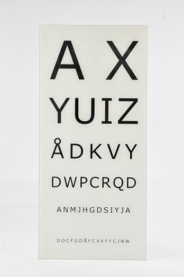 Lot 2228 - A frosted glass Gyllen eye chart panel, 56 x...