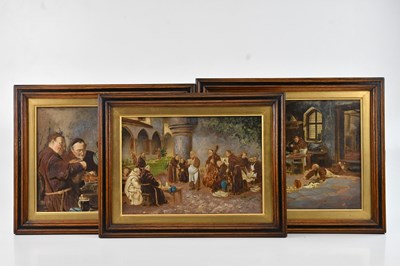 Lot 1528 - CONTINENTAL SCHOOL; three oils on panel,...