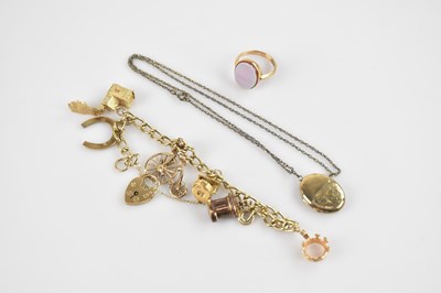 Lot 87 - A 9ct yellow gold charm bracelet.