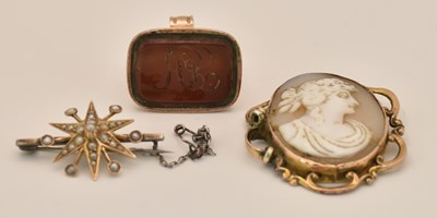 Lot 1538 - A 9ct yellow gold mounted oval carved cameo...