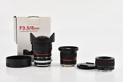 Lot 102 - SAMYANG; a 8mm f3.5mm fisheye lens, with...