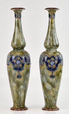 Lot 326 - ROYAL DOULTON; a large pair of Artware double...