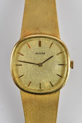 Lot 1119 - MEISTER; an 18ct gold cased wristwatch, the...