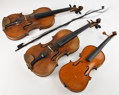 Lot 12 - WOLFF BROS; a full size violin with two-piece...