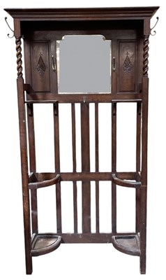 Lot 84 - An early 20th century oak mirrored hall stand,...