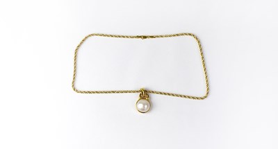 Lot 1027 - An Italian rope twist necklace with faux pearl...