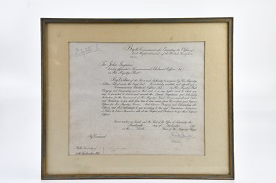 Lot 2380 - A commissioning document for John Ingram,...