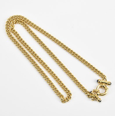 Lot 272 - A 9ct yellow gold flat link necklace, with...