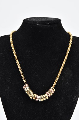 Lot 255 - An unsual 9ct yellow gold hoop link necklace...