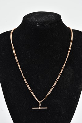Lot 282 - A 9ct rose gold flat link Albert chain with...