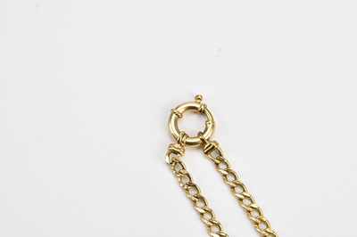 Lot 47 - A 9ct yellow gold flat link bracelet with hoop...