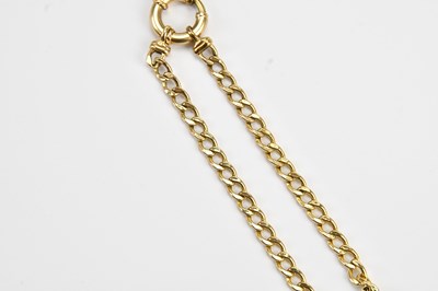 Lot 47 - A 9ct yellow gold flat link bracelet with hoop...