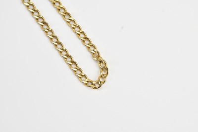 Lot 47 - A 9ct yellow gold flat link bracelet with hoop...