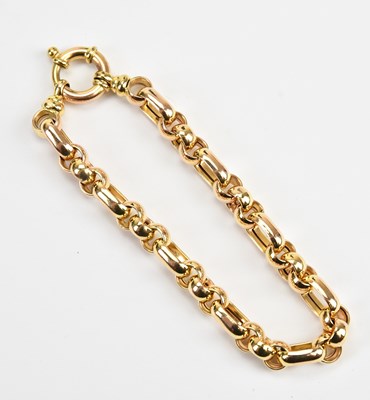 Lot 76 - A 9ct yellow gold oval and hoop link bracelet,...