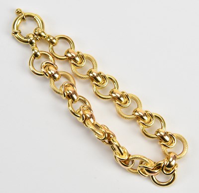 Lot 74 - A 9ct yellow gold part textured hoop link...