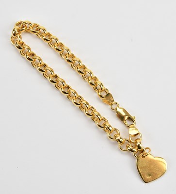 Lot 50 - A yellow metal hoop link bracelet, with heart...