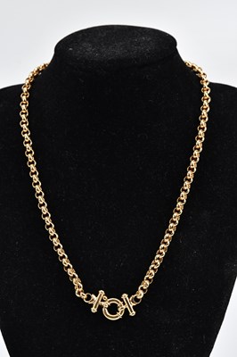 Lot 236 - A yellow metal hoop link necklace, with T-bar...