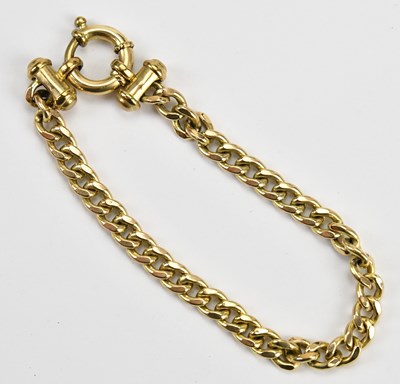 Lot 73 - A 9ct yellow gold flat link bracelet, with...