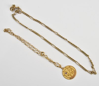 Lot 284 - A 9ct yellow gold flat link necklace, length...