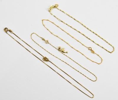 Lot 318 - A 9ct yellow gold fine link necklace, length...