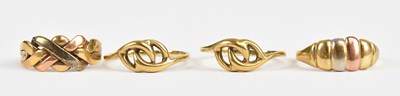 Lot 465 - Four 9ct gold dress rings including a...