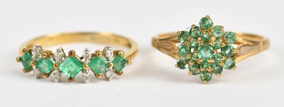 Lot 489 - A 9ct yellow gold cluster dress ring set with...
