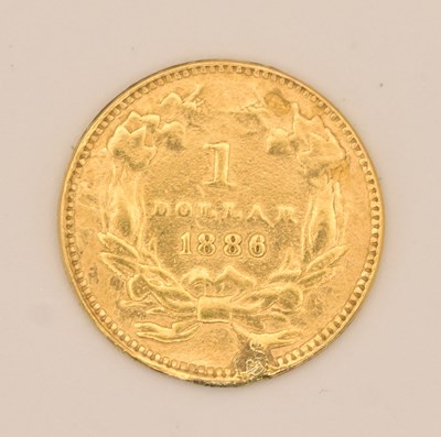 Lot 1612 - A USA 1886 one gold dollar, approx 1.67g.