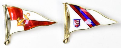 Lot 531 - BENZIE COWES; two enamelled yachting pins in...