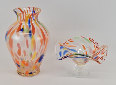 Lot 727 - A 1970s clear and coloured art glass baluster...