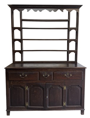 Lot 7 - An 18th/19th century oak Welsh dresser, with...