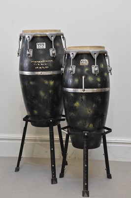 Lot 49 - NATAL; two vintage floorstanding bongo drums...