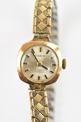 Lot 294 - EVERITE; a lady's 9ct gold cased wristwatch,...