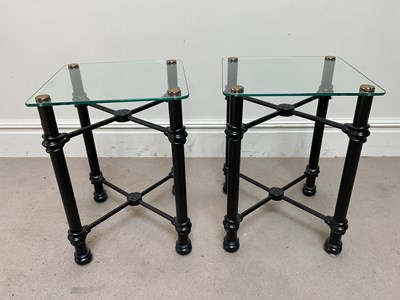 Lot 106 - A pair of modern glass topped side tables,...