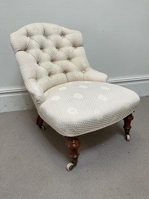 Lot 1283 - A Victorian slipper chair, with button back...