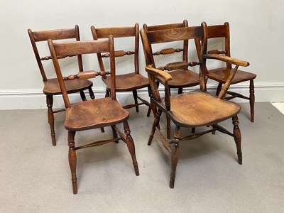 Lot 1069 - A near set of five 19th century ask and elm...