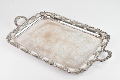 Lot 180 - A heavy gauge silver plated twin handled tray,...