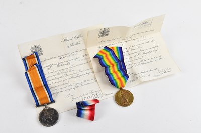 Lot 626 - A WWI medal pair, comprising British War Medal...