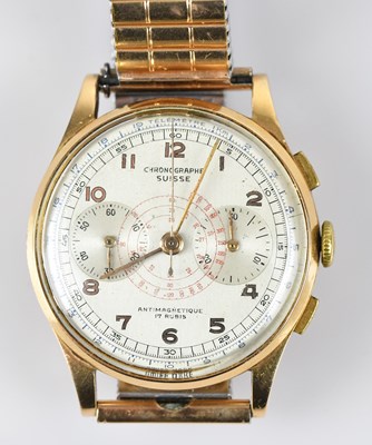 Lot 1130 - CHRONOGRAPH SUISSE; a gentleman's 18ct gold...