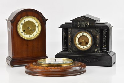Lot 2299 - A Victorian slate mantel clock of...
