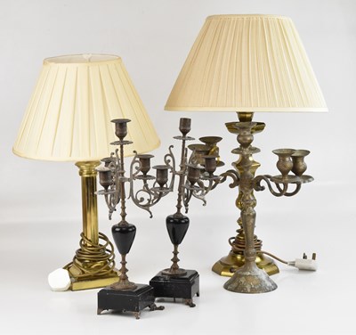Lot 2358 - Two modern brass table lamps including a...