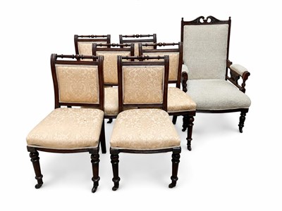 Lot 2016 - A set of six 19th century carved and stained...