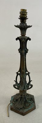 Lot 765 - An Art Nouveau decorative brass table lamp,...
