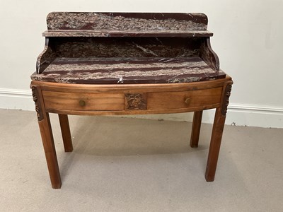 Lot 195 - A 1920s single drawer marble top wash stand,...