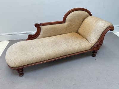 Lot 169 - A Victorian mahogany chaise longue, height...