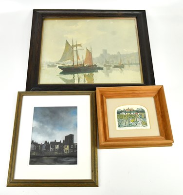 Lot 1723 - DAVID BRAMMELD; acrylic, street scene, signed...