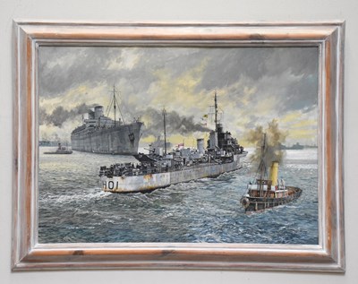 Lot 1507 - EDGAR HODGES (1928-2025); oil on board, HMS...