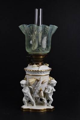 Lot 574 - MOORE BROTHERS; a late 19th century oil lamp...