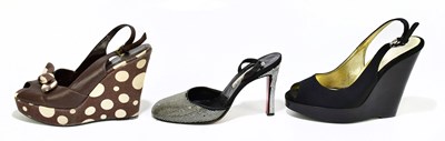 Lot 804 - DOLCE & GABBANA; a pair of black fabric sling...