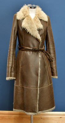 Lot 734 - BALMAIN; a full length faux sheep skin coat...