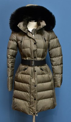 Lot 738 - BURBERRY; an army green fully lined polyester...